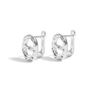 Dylam Fine Jewelry New Design S925 Sterling Silver Hoop Huggies Earring Non Tarnish Pig Nose Shape Stud Earrings For Women