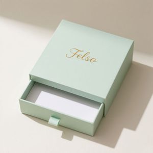 Emballage de bijoux en acier inoxydable avec logo personnalisé pour cadeau, boîte à tiroir en carton rigide de qualité supérieure avec insert en mousse pour bijoux - Product Image 1
