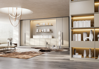 Ensemble de mobilier de bureau exécutif modulaire personnalisé, armoire de rangement en bois grainé avec portes verrouillables pour espace de travail d'entreprise