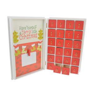New arrival Wood favor Christmas advent calendar wooden book with 24 drawers good design for marketing - Product Image 1