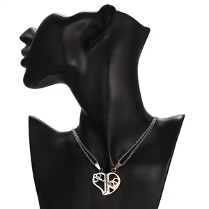 Pareja collar Heartbreak 2 cerraduras de llave Love You colgante collar de acero inoxidable corazón hombres mujeres San Valentín joyería regalos - Product Image 3