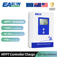 Contrôleur de charge solaire MPPT Easun à détection automatique 12V/24V pour batteries LiFePO4 au lithium, 20A/30A/40A, avec boîtier IP30, efficacité 99%
