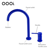 Robinet dissimulé de bassin de salle de bain de cuisine mitigeur d'eau chaude et froide bleu Klein poli