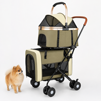 Poussette double pour animaux de compagnie, pliable, pour deux animaux, avec 2 paniers amovibles, capacité 35 kg