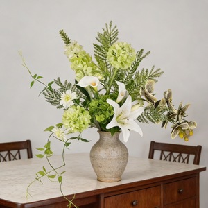 Bouquet de fleurs artificielles en soie, jacinthe blanche, lys vert, décoratif pour salon, salle d'exposition - Product Image 4