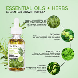 Sérum capillaire pour le soin du cuir chevelu à l'huile de romarin et de ricin 100% naturel et biologique, marque privée, pour hommes et femmes, traitement capillaire, huile de croissance - Product Image 2