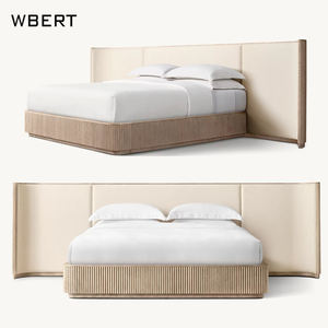 WBERT Lujoso ModernLuxury Moderno de alta calidad Estilo americano Muebles de dormitorio Cama Queen Oak Baron Panel Bed - Product Image 3
