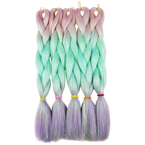 2021 nuovo Stile di Estensioni Dei Capelli Della Miscela del Commercio All'ingrosso di Fabbrica-Tinsel Ombre Jumbo Sintetico Treccia Dei Capelli Con Il Prezzo Poco Costoso - Product Image 2