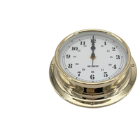 Impa370204 Chronomètre à quartz marin Boîtier en cuivre nautique Yacht World Hotel Étanche Antirouille Alimenté par batterie 180mm Enduit