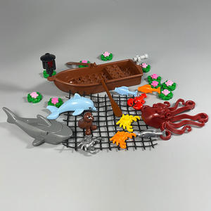 Bloques de Construcción MOC, Juguete de Partículas Pequeñas, Red de Pesca, Peces, Combinación Marina Acuática, Pulpo, Cangrejo - Product Image 2