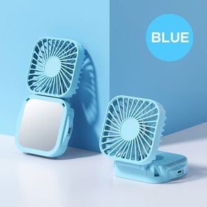 Ventilador de Mano Plegable Personalizable, Recargable por USB, Mini Ventilador Portátil con Espejo de Maquillaje y Batería de 400 mAh para Uso en el Automóvil - Product Image 1