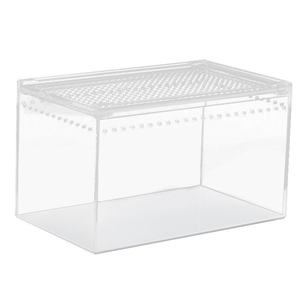 Terrario de Acrílico Transparente de Alta Definición para Mascotas, Rectangular, de Ensamblaje Libre, con Comedero Integrado para Reptiles y Cangrejos Ermitaños - Product Image 1