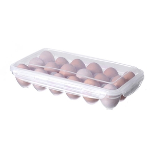 Contenedor de almacenamiento de huevos de plástico portátil, soporte transparente para huevos con tapa para refrigerador, caja organizadora de cocina - Product Image 1