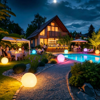 Lámpara Esférica LED para Exteriores, Resistente al Agua, con Cambio de Color RGB, Luz Redonda en Forma de Bola, Fabricada en PE, Clasificación IP65, Decoración para Jardín, Fiestas