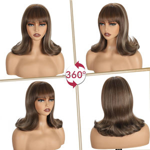 Perruque Courte Synthétique Noire JAMBALAYA Résistante à la Chaleur pour Cosplay, Perruque Bob Mi-longue pour Femme, Idéale pour Fêtes - Product Image 4