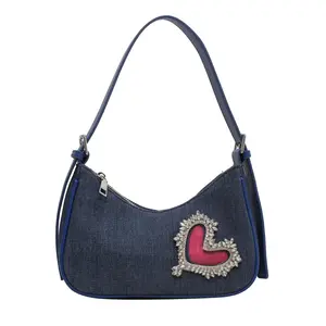 Mipurela Mode Bolsos Para Mujeres Demi Lune Diamant Sous Les Bras Sacs Petit Denim Dames Sacs À Main