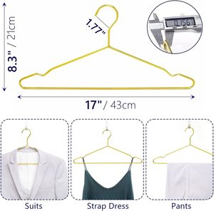 Stainless Steel Coat Suit Hanger for Jacket Shirt Space Saving Metal Hanger With Non Grooves Strong Metal <b>Wire</b> Hangers - Product Image 2