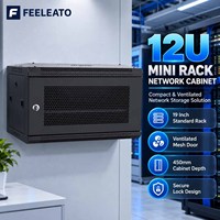 Rak Kabinet Server Jaringan 19 Inci 12U dengan Pintu Kaca untuk Pusat Data, Harga Pabrik