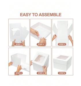 Caixas De Bolo Altas Com Janela 12 Caixas De Padaria De 10 <span class=keywords><strong>8</strong></span> Polegadas Retirar Recipiente, branco Grande Caixa De Padaria De Papelão Com Tampas - Product Image 6
