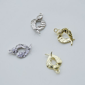 Pendentif en forme de cœur avec ailes d'ange, en alliage plaqué, pour la fabrication de boucles d'oreilles, accessoires de bijouterie GJ332 - Product Image 4