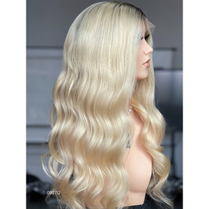 Pelucas de Cabello Humano Virgen Europeo con Frente de Encaje Transparente HD, Rubias con Raíz Negra, Ondas Sueltas de Lujo para Mujeres - Product Image 2