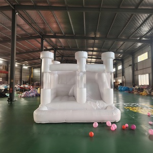 <span class=keywords><strong>Castillo</strong></span> Blanco <span class=keywords><strong>de</strong></span> Ensueño para Niños con Pilares <span class=keywords><strong>de</strong></span> Globos Transparentes, Casa <span class=keywords><strong>de</strong></span> Brinco Comercial para Fiestas Temáticas - Product Image 2
