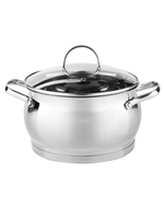 Batterie de cuisine moderne de 6 pièces en acier inoxydable avec couvercle en verre durable écologique et allant au four pour une utilisation à la maison avec une cuisinière à gaz