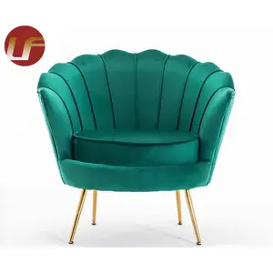 2020 Flower Designer Dining Velvet Chair Modern Shell Shape Arm Chair Gold Legs Shell Sofa Chair With Shell Steel