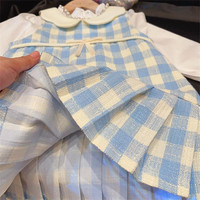 Ensemble deux pièces en tweed pour filles, col de poupée, style coréen, robe-veste et chemise à manches longues pour enfants
