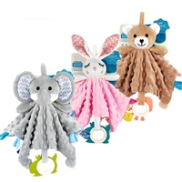 Doudou de sécurité pour bébé en silicone souple avec tissu minky à pois sensoriels et clochette sonore, jouet apaisant en forme d'animal OEM