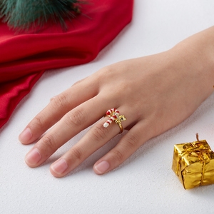 Bagues <span class=keywords><strong>de</strong></span> Noël pour femmes, bijoux <span class=keywords><strong>de</strong></span> doigt mignons et tendance, or, arbre, <span class=keywords><strong>flocon</strong></span> <span class=keywords><strong>de</strong></span> <span class=keywords><strong>neige</strong></span>, Père Noël - Product Image 3