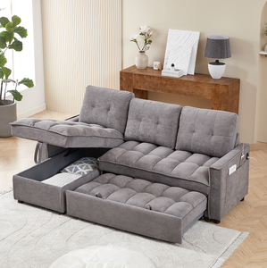 Modern Chenille Modular Section Sofa Convertible U- & L-Shaped Extendable for Apartment Hotel Villa Use Pillow Included - Product Image 5