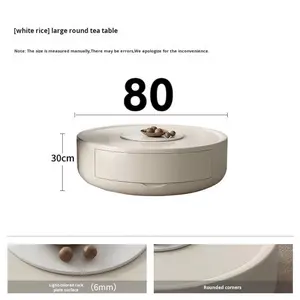 Table basse moderne en <span class=keywords><strong>bois</strong></span> massif pour petit appartement Style crème avec lumière de table d'appoint mobile Service à thé de luxe pour la maison - Product Image 6