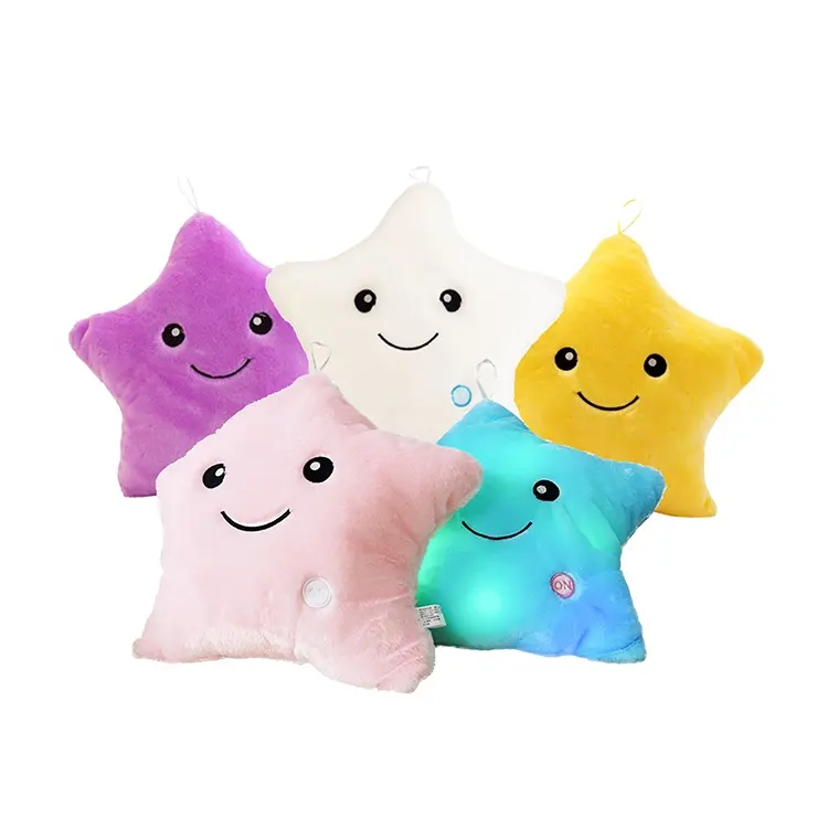 Wholesale 35cm LED Flash Lighting Star Plush Toys Light Soft Baby Toy Glowing Cushion Up Led Stars Pillow