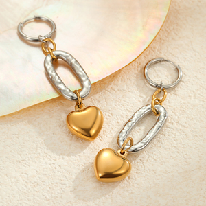 2025 High Quality European American Style Two-Tone Heart Drop Earrings Non Tarnish Stainless Steel Hot Sale INS <b>Fashion</b> <b>Jewelry</b> - Product Image 4
