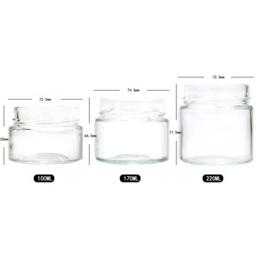 Bocal en verre personnalisable pour confiture, miel et aliments, transparent, avec couvercle à vis métallique, 100ml, 170ml, 220ml - Product Image 2