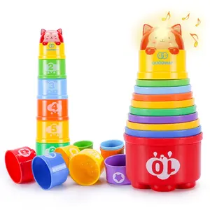 Wholesale Educational Cartoon Style Colorful Plastic Cup Baby Stacking Toys