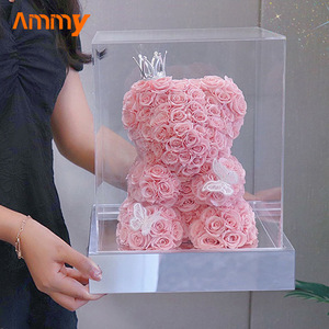 AM-PFE37C Ammy Orsacchiotto <span class=keywords><strong>di</strong></span> <span class=keywords><strong>Rose</strong></span> Eterne da 25cm in Scatola Acrilica, Regalo per San Valentino, Natale e Festa della Mamma - Product Image 4