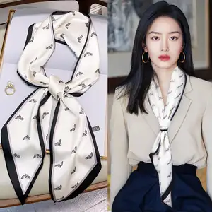 Chinese silk thin and narrow silk scarf small long women's spring and autumn new fashion all-match hair collar scarf Western sty