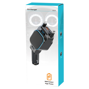 Meilleure vente Nouveau chargeur de <span class=keywords><strong>voiture</strong></span> rétractable 4-en-1 Type C <span class=keywords><strong>Transmetteur</strong></span> <span class=keywords><strong>FM</strong></span> BT5.3 Modulateur d'autoradio mains libres - Product Image 3