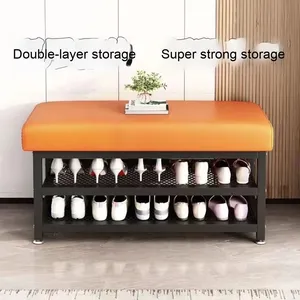 Nhà lối vào Sit-on băng ghế dự bị tích hợp mềm đệm mở rộng Giày thay đổi băng ghế dự bị tủ giày giá cho phòng khách kim loại - Product Image 2