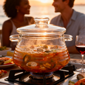 Olla de Cocina de Vidrio de Borosilicato de Alta Calidad Hecha <span class=keywords><strong>a</strong></span> Mano de 2500 ml y 3000 ml, Recipiente Transparente Saludable para Uso Comercial en Restaurantes y Hoteles - Product Image 4