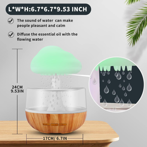 White Noise <b>Humidifier</b> with Rainbow Mushroom Cloud Raindrops USB-Powered Aromatherapy Sleep Night Light for Home and Hotels - Product Image 2