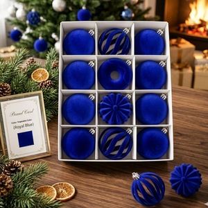 Boules de Noël personnalisées XM0212A, style nordique minimaliste, 2 couleurs, velours rose doux au toucher, incassables, floquées, à suspendre à l'arbre - Product Image 1