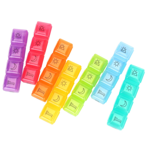 Portable Eco-Friendly Plastic Rainbow PP Medicine Pill Box for Travel Weekly Storage