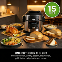 7.5L 9-In-1 Multifungsi Electric Multi Cooker Dengan TenderCrisp Dual Lid Pressure Air Fry Cooker Peralatan Dapur