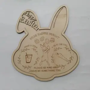Idéias de novos produtos 2024 Easter Party Decoração Easter Bunny Bandeja De Madeira De Coelho para Crianças Home Party