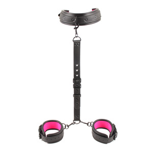 Nouvel ensemble de menottes bondage avec collier et laisse pour la fixation dorsale, kit de retenue pour couples, jouets coquins pour adultes - Product Image 1