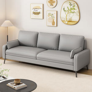 Sofá Recto Tapizado para Sala de Estar y Apartamentos Pequeños, Relleno de Espuma, Color Gris - Product Image 2