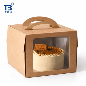 Boîte à gâteau portable en carton de 8 pouces avec poignée, support de transport pour desserts pour hôtels, boulangeries, cafés, buffets, cantines, support OEM ODM - Product Image 3